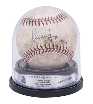 2017 Aaron Judge Signed Game Used OML Manfred Baseball from 7/7/17 - Game Judge Broke DiMaggios Rookie Home Run Record! (Beckett, MLB Authenticated, Steiner, & Fanatics)